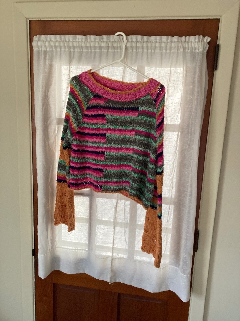 Free People Butterfly Pullover in Pink Sage Combo Bell Sleeves Sold on Revolve